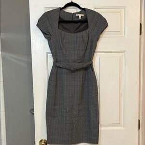 Banana Republic Charcoal Plaid Midi Dress